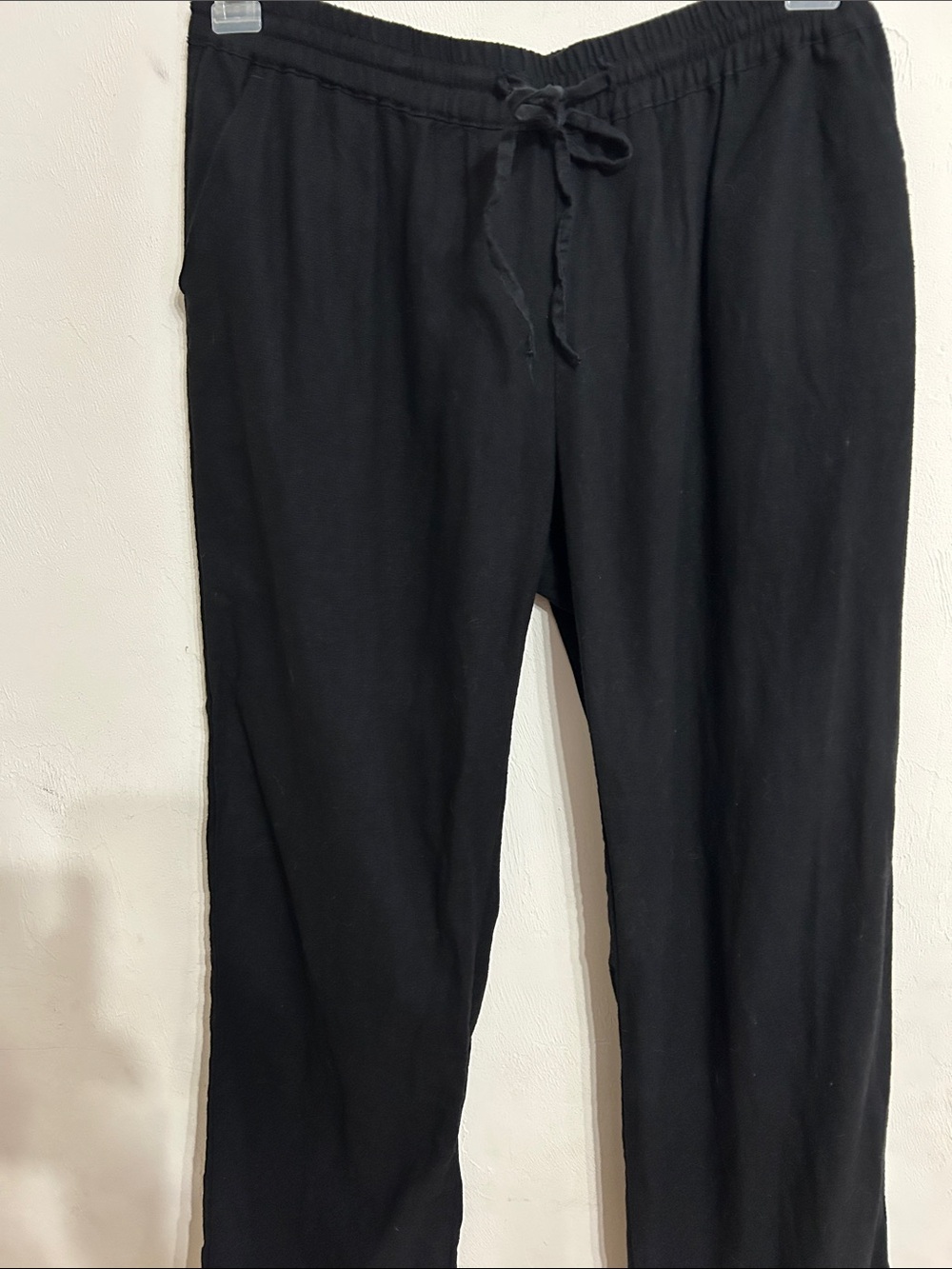 LOVE TREE Linen Pants Black Relaxed Drawstring Casual Size L Drawstring - Picture 2 of 7